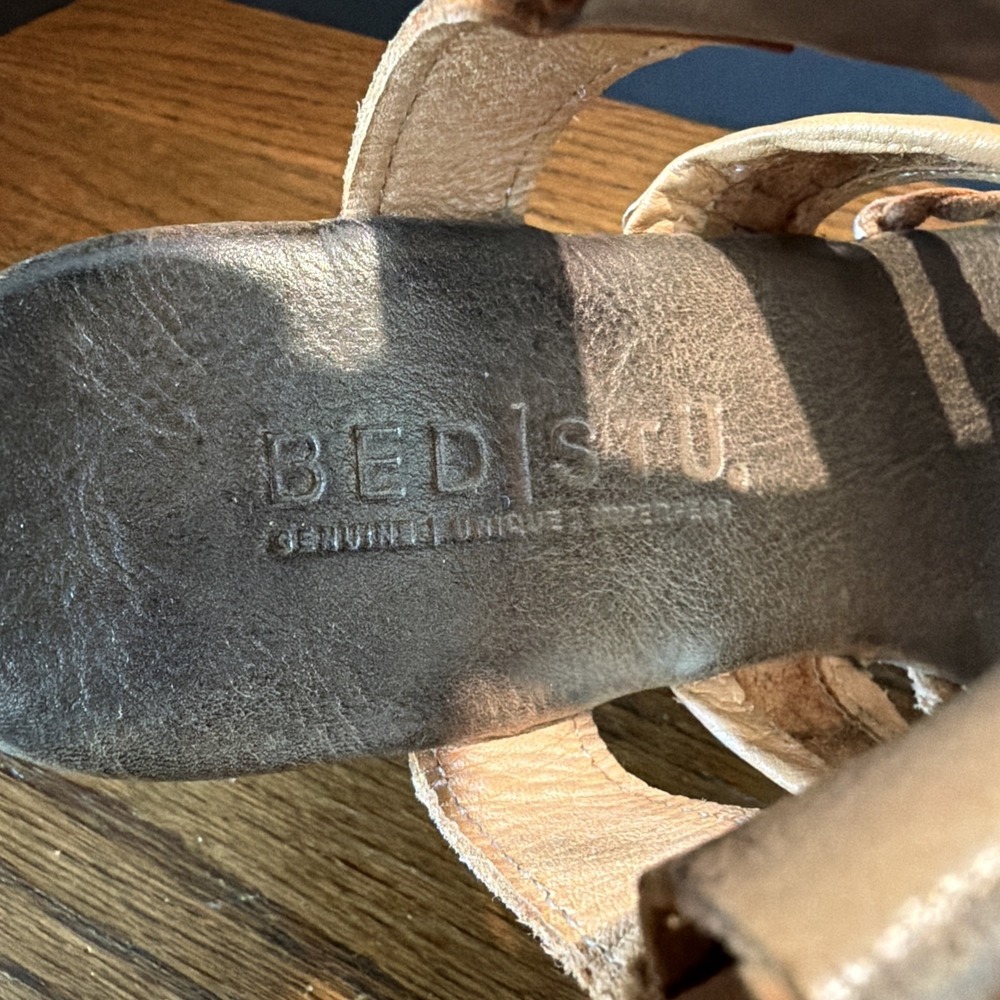 Bed Stu Jaslyn Brown, Tan Braided Leather Platform Bohemian Wedge Sandals Size 8 - Picture 8 of 9